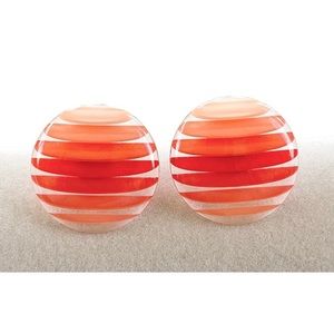 Vintage Chunky Retro Layered Lucite Translucent Coral Ombre Tones Domed Earrings
